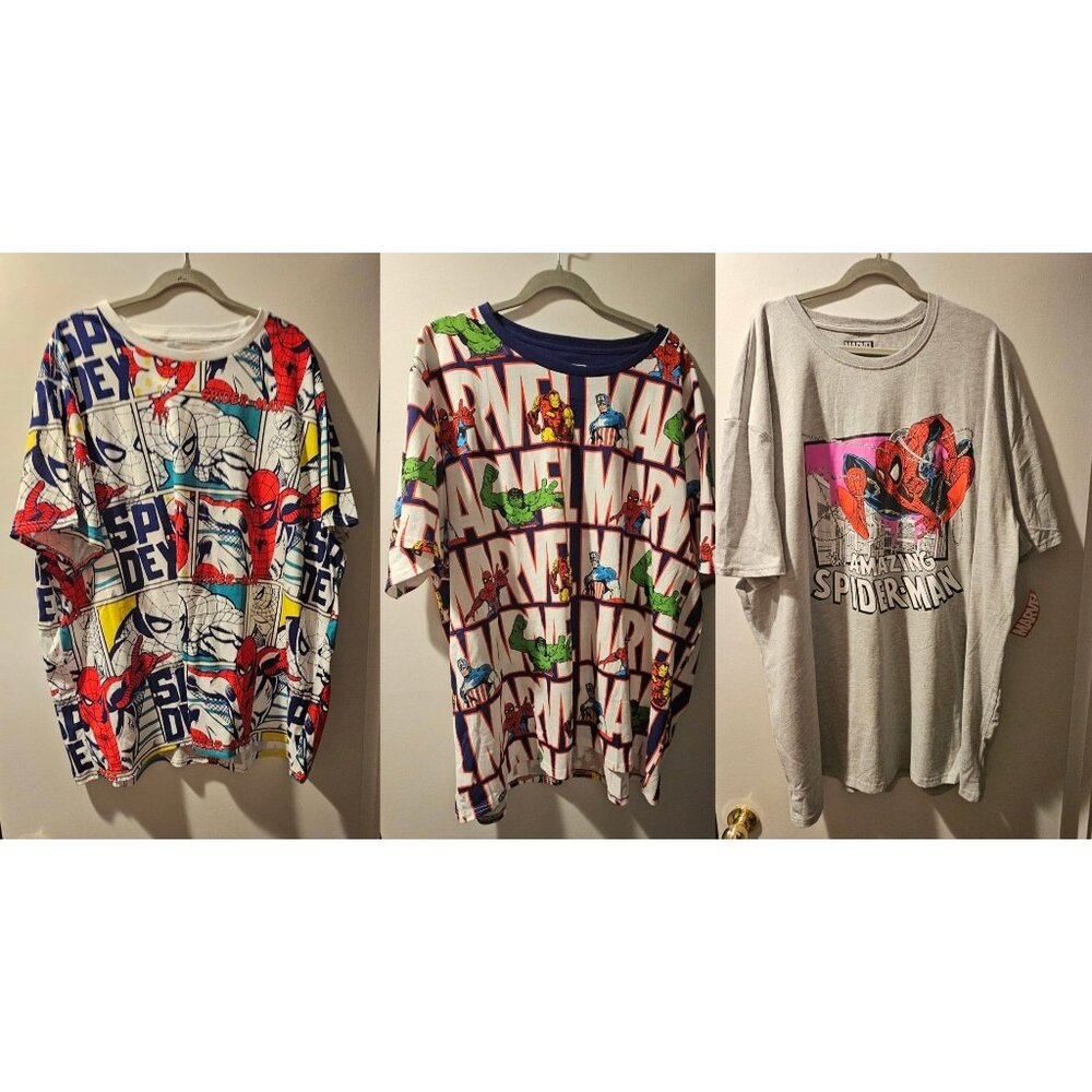 Lot of 3 NWT Marvel Spiderman 4XL T-Shirts‎